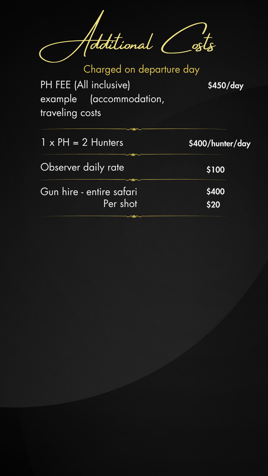 Royal Gemsbuck Safaris 2027 Price List Page 3